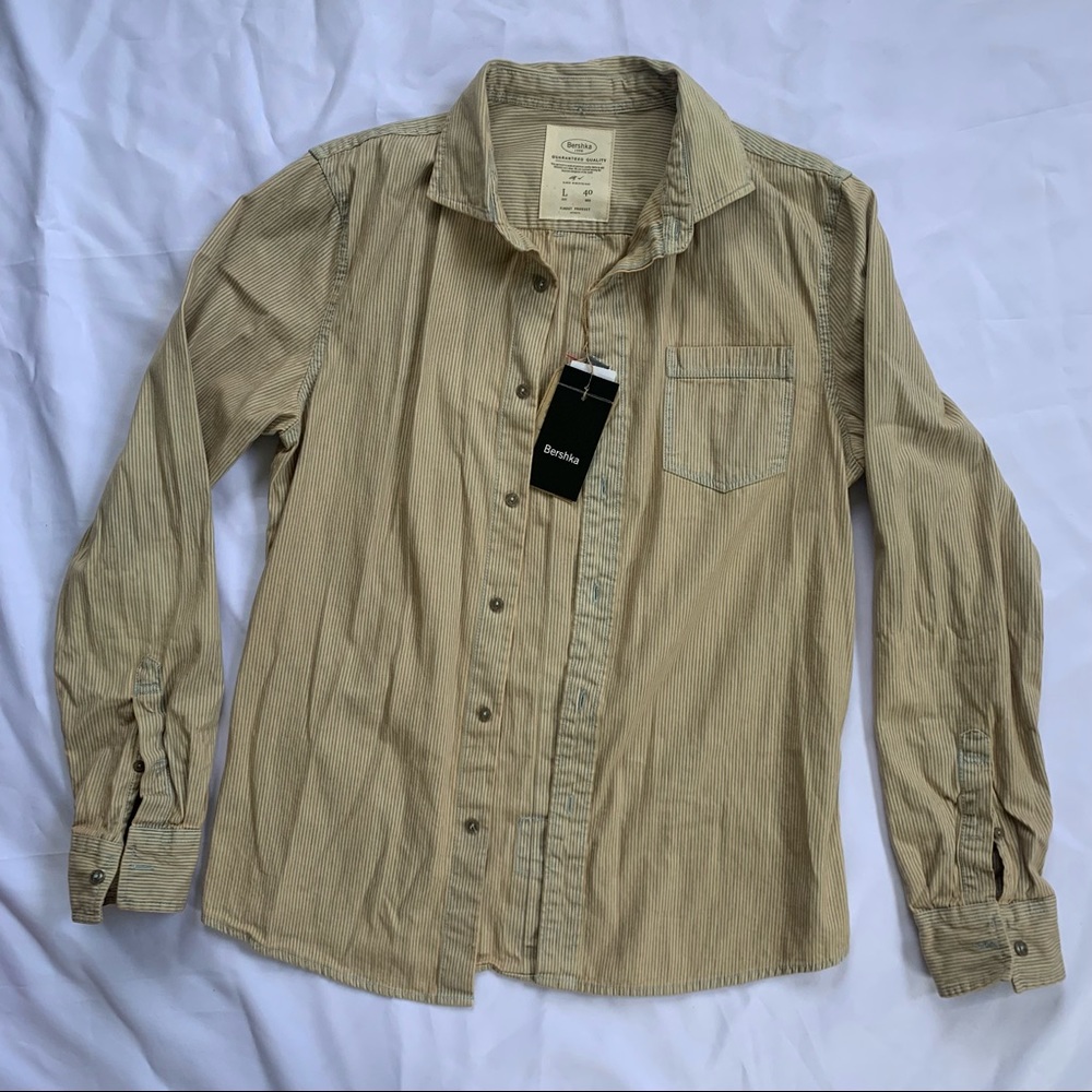 BERSHKA Button down striped shirt NWT